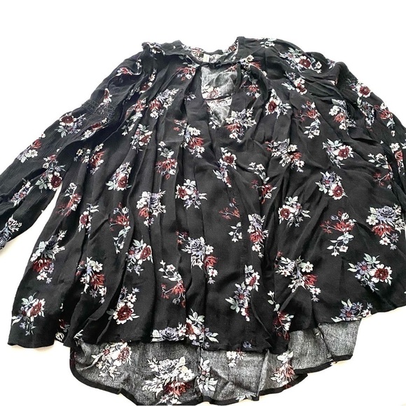 Free people black free swing top tunic dress floral print small - Picture 5 of 11